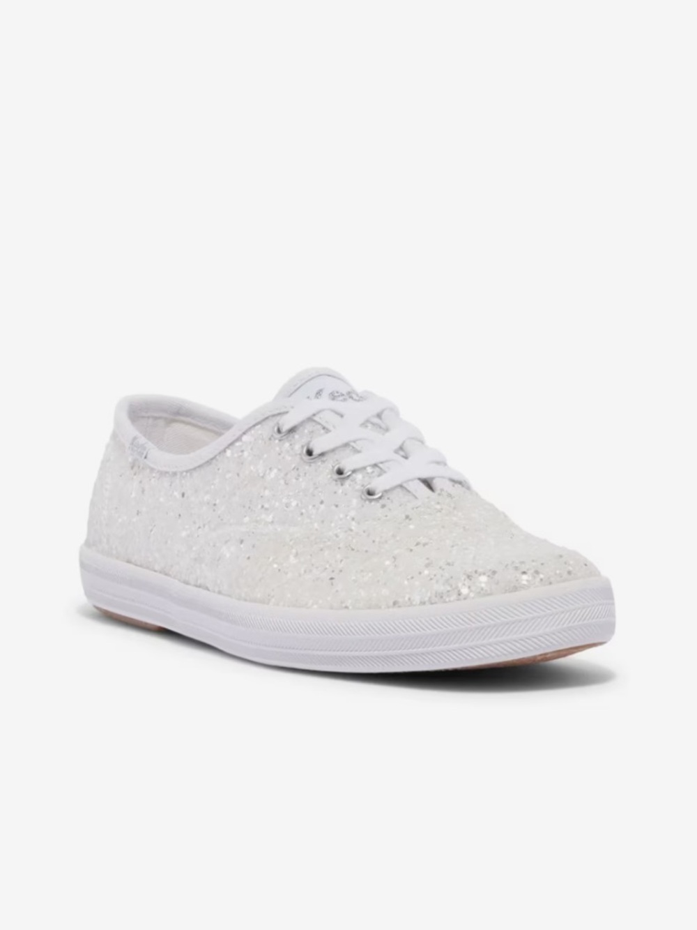 NWT Keds Champion Celebration Lace Up Sneakers Shoes - White Glitter Size 8